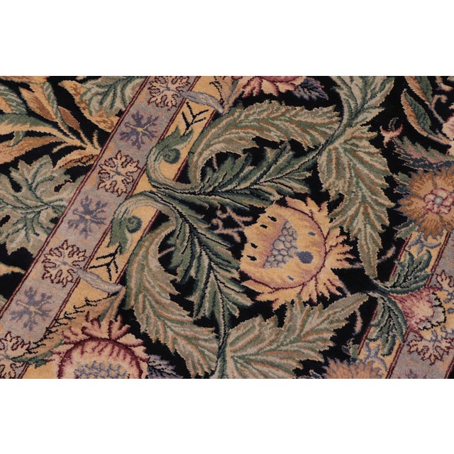 Art Nouveau Pak-Persian Black/Green Wool Rug - 10'3'' X 14'3'' For Sale In New York - Image 6 of 8