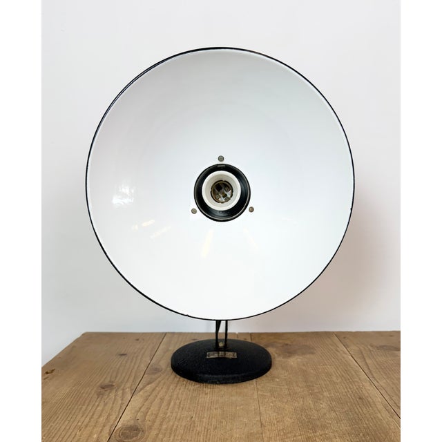 Metal Vintage Industrial Black Enamel Table Lamp from EB, 1950s For Sale - Image 7 of 17