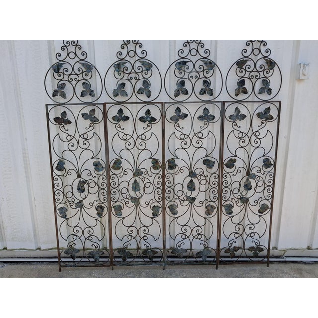 Antique 4 Panel Iron Screen - Featuring An Intricate Design Including Holly Leaves - From Ormond Beach Florida - Has a...