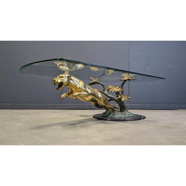 Hollywood Regency Brass Jaguar Coffee Table, 1970s For Sale - Image 3 of 14
