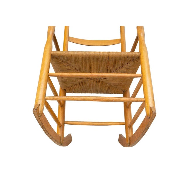 Handmade Birch Rocker With Woven Rush Seat For Sale - Image 9 of 12