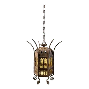 Early 20th Century Wrought Iron Gothic Spanish Revival Pendant Light