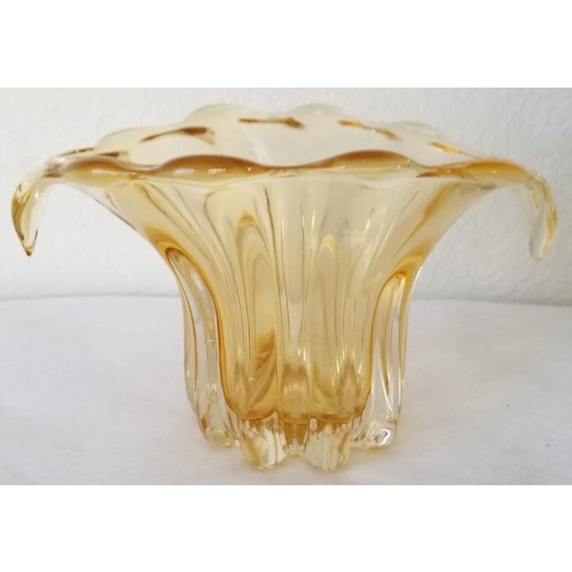 Vintage Teleflora Champagne Gold Thick Art Glass Vase For Sale In Phoenix - Image 6 of 6