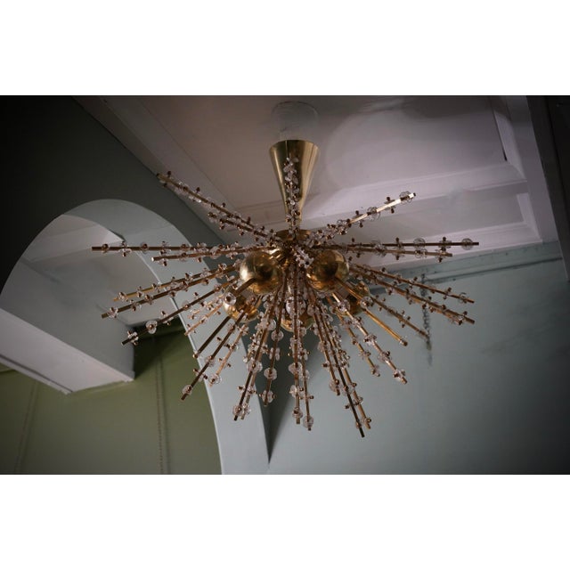 Metal Murano Art Glass and Brass Transparent Pendant Light, 1990 For Sale - Image 7 of 12