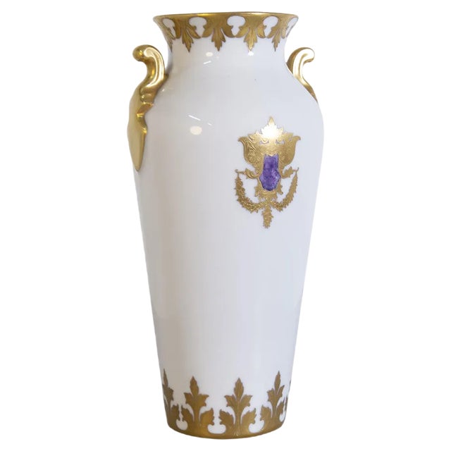 Vase in Gold Painted Porcelain by Arrigo Finzi, 1950s For Sale