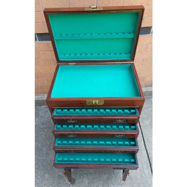 Mid-20th Century Chinese Carved Rosewood Siver Chest Cabinet For Sale - Image 9 of 12