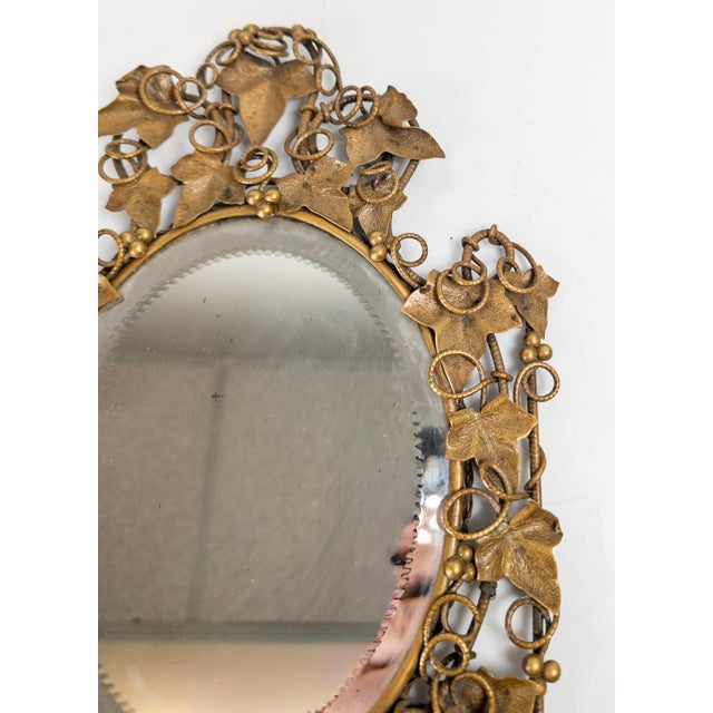 19th Century Austrian Bronze Ivy Vine and Berry Motif Table Mirror Possibly by Bergman For Sale In New York - Image 6 of 15