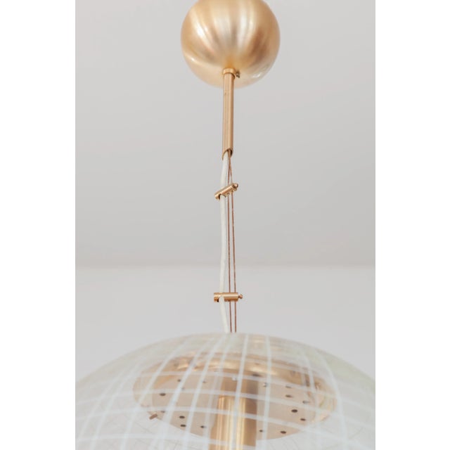 La Murrina Clear Bowl Glass with Spaghetti Swirl Pendant Lamp, Italy, 1970s For Sale - Image 6 of 9