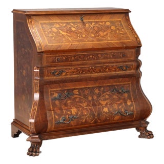 Dutch Style Secretaire with Floral Inlays For Sale