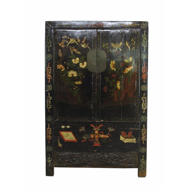 Birds and Flower Antique Chinese Cabinet For Sale - Image 13 of 13