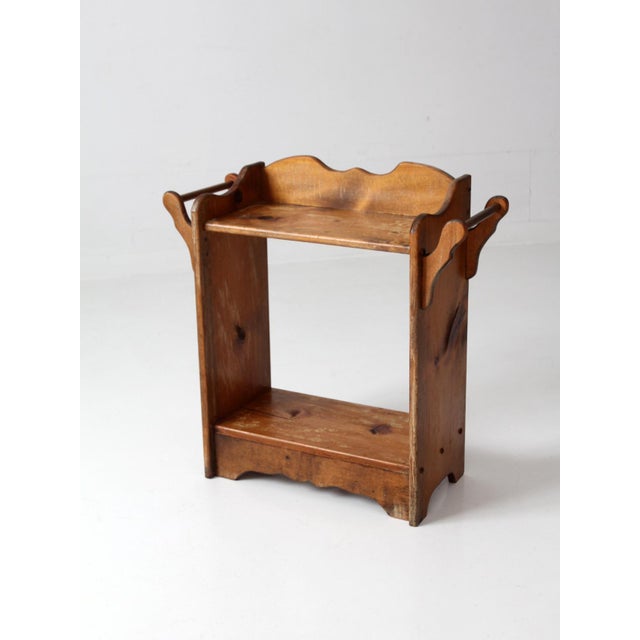Antique Pine Washstand With Towel Bars and Two Shelves For Sale - Image 4 of 14
