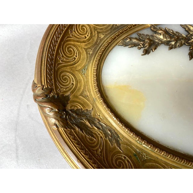 19c French Artisan Classical Bronze Alabaster Server For Sale - Image 12 of 18