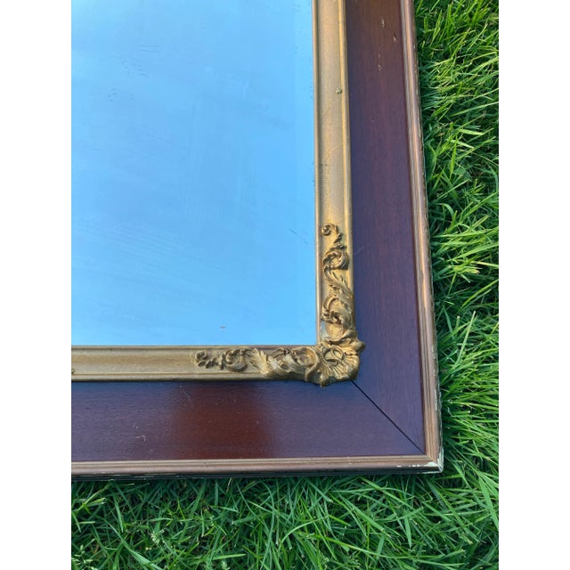 Chippendale Early 20th Century Cherry Large Beveled Gilt Carved Wood Wall Mirror For Sale - Image 3 of 6