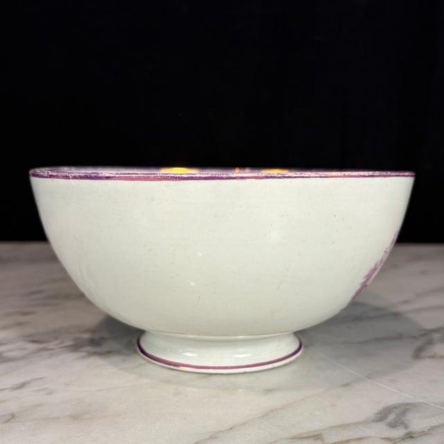 18th Century Period English Pink Lustreware Transferware Bowl - Woman at Pianoforte For Sale In Portland, ME - Image 6 of 10
