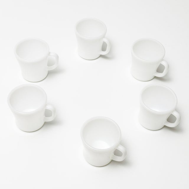 Mid-Century Modern 1950s Mid Century Modern Federal Glass Milk Glass Heat Proof Mugs - 6 Pieces For Sale - Image 3 of 3