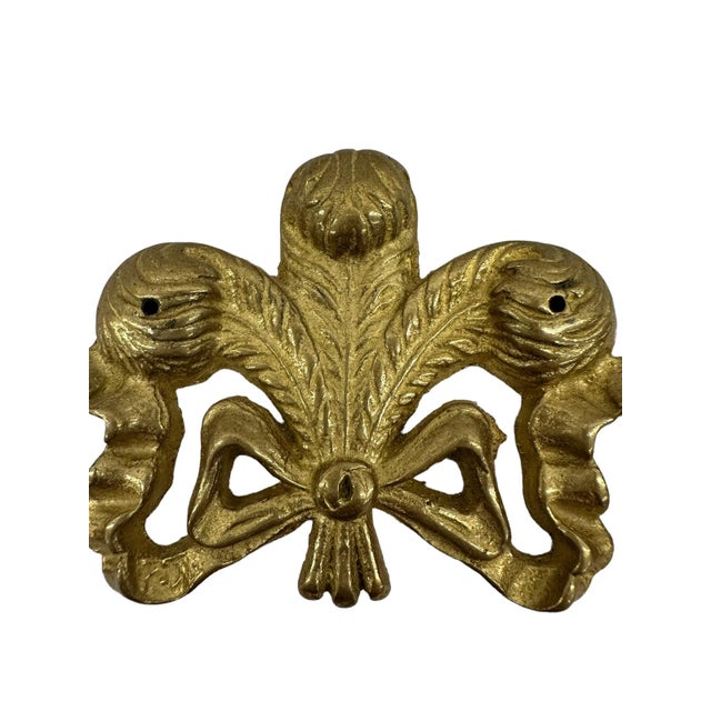 Pair of Vintage Solid Brass Bow Swag Wall Hangings For Sale In New York - Image 6 of 7