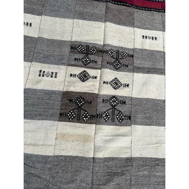 Nice antique woven rug, cover, with beautiful simple geometrical design and light colours, entirely hand woven with wool...