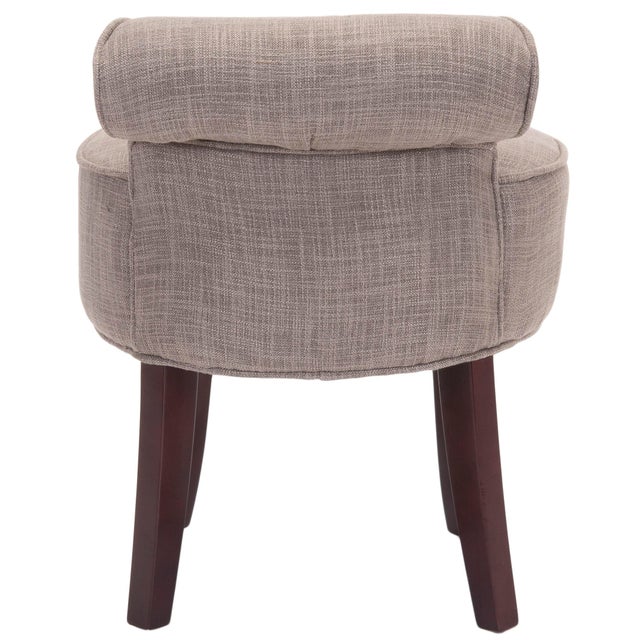Modern Vanity Stool in Stone & Cherry Mahogany For Sale - Image 3 of 6