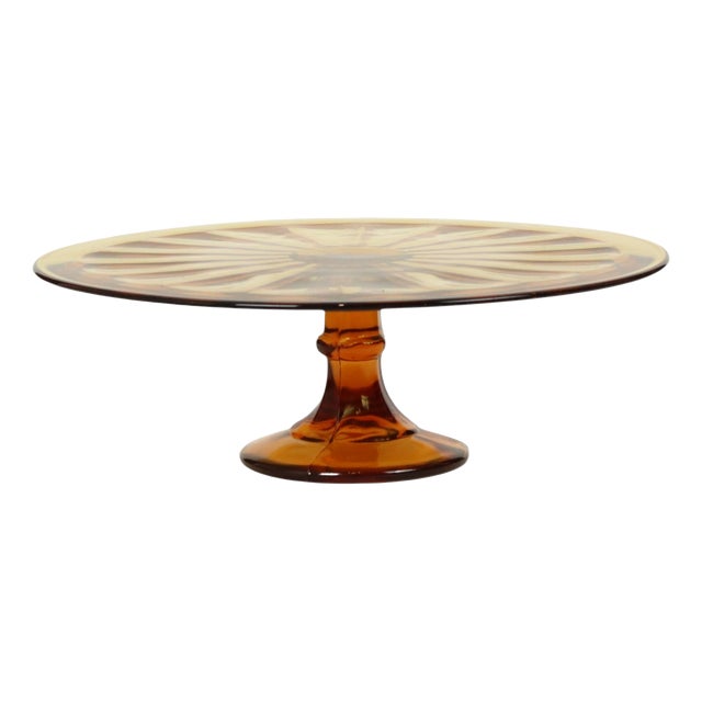 Art Deco Amber Tart Plate Dish from Verrerie de Scailmont, 1930s For Sale