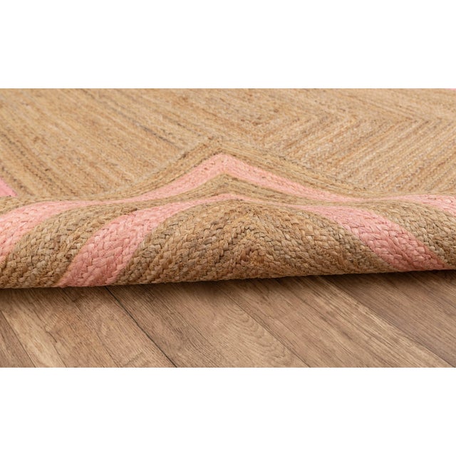 Textile 6' x 9' Pink Border Rectangle Jute Handmade Rug For Sale - Image 7 of 9