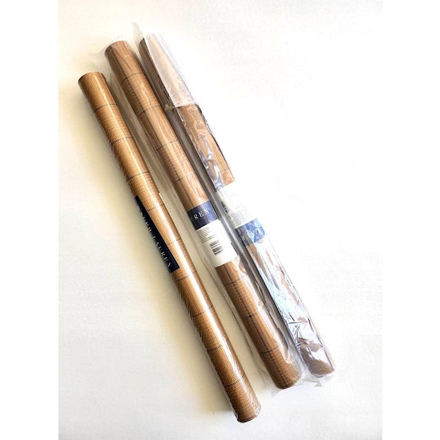 Campaign Vintage Camel Plaid Ralph Lauren Wallpaper, Never Opened - 3 Rolls, 81 Feet Total For Sale - Image 3 of 8