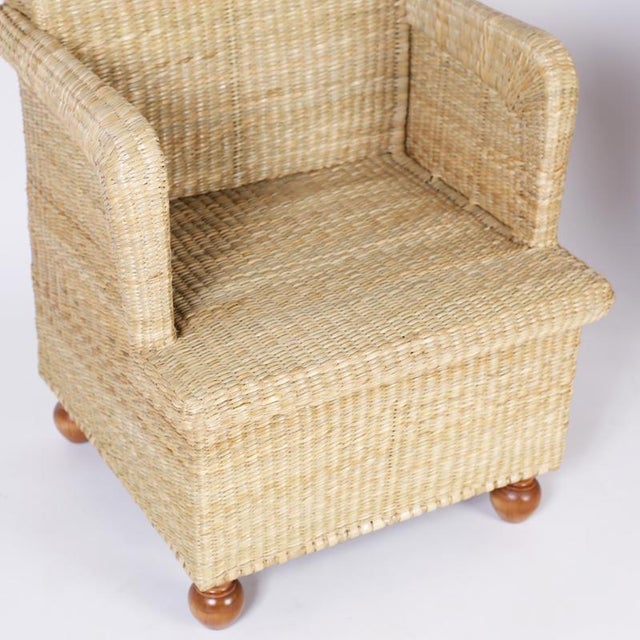 British Colonial Style Wicker Armchairs For Sale In West Palm - Image 6 of 9