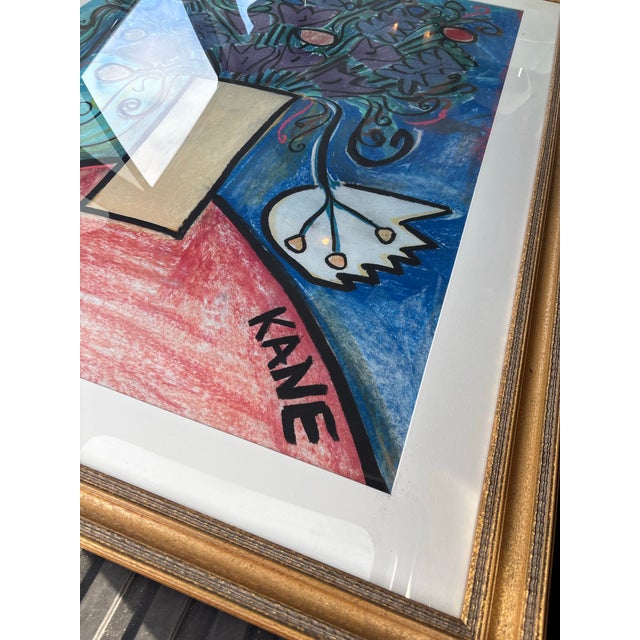 1980s Large Original Bob Paul Kane Floral Still Life Mixed Media Painting - Framed For Sale - Image 9 of 10