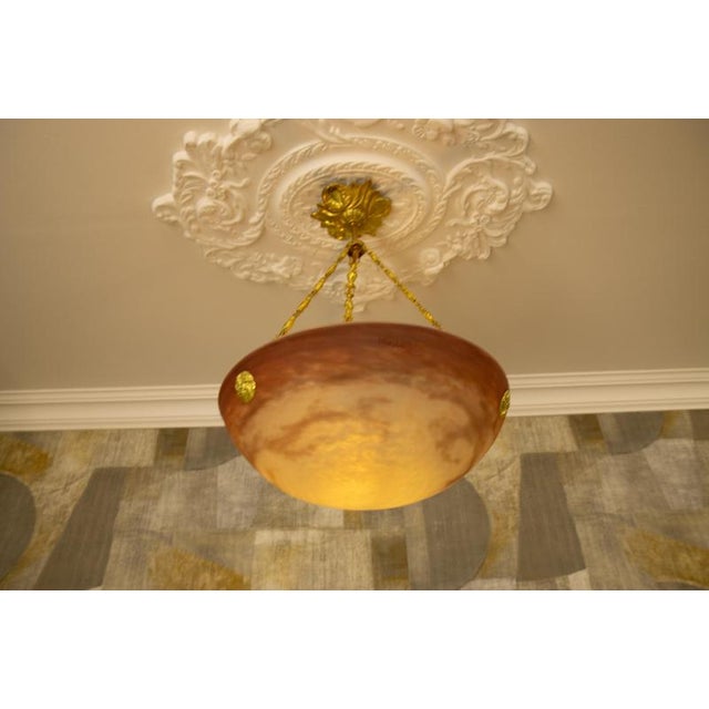 Pendant Light with White and Burgundy Glass from Muller Frères Luneville, 1920s For Sale - Image 3 of 18