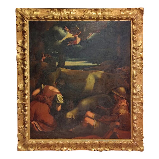 Bassano, The Angel Brings the Good News, 1600s, Oil on Canvas, Framed For Sale