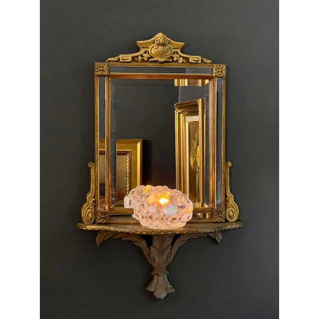 19th Century French Adam Style Carved Giltwood Beveled Mirror With Shelf For Sale - Image 10 of 11