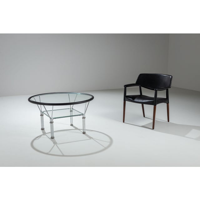 Vintage Round Glass and Steel Coffee Table by Niels Bendtsen, 1980s For Sale - Image 6 of 13