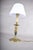 Metal Vintage Brass Candlestick Table Lamp with Green Accent, 1950s For Sale - Image 7 of 14