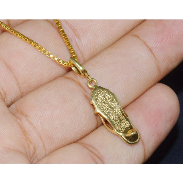 Blue Gorgeous Italian Solid 18K Yellow Gold Sandal Heel Enameled Enhancer Pendant Charm For Sale - Image 8 of 10