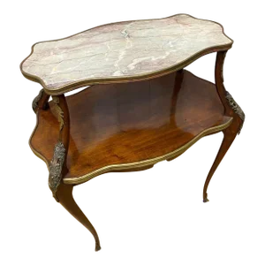 Antique French Napoleon Style Marble Top Ormolu Accent Table