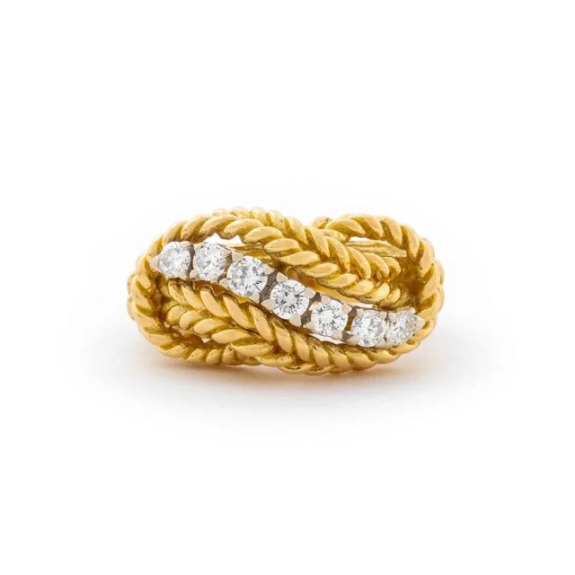 Contemporary 18k Yellow Gold Diamond Knot Ring For Sale - Image 3 of 6