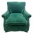 Hollywood Regency Style Custom Overstuffed Emerald Velvet Armchair For Sale