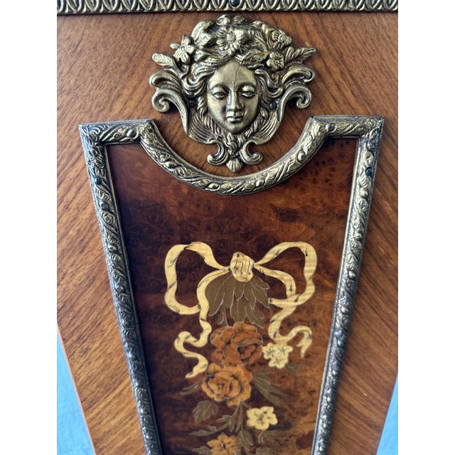 Antique Italian Louis XV Style Marquetry & Bronze Pedestal Clock - C. 1920 (2-Piece Set) For Sale - Image 15 of 15