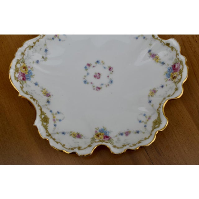 Antique Ahrenfeldt Limoges Plate Richard Briggs Boston Floral Gold Scalloped For Sale - Image 10 of 13