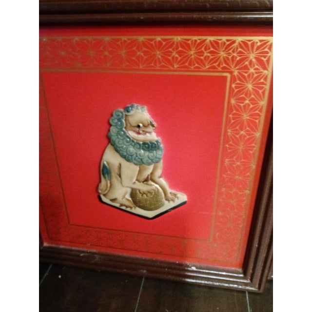 Vintage Chinese Chinoiserie Red Semi Precious Stone Emperor Decorative Wall Panels- Set of 4 For Sale In West Palm - Image 6 of 12