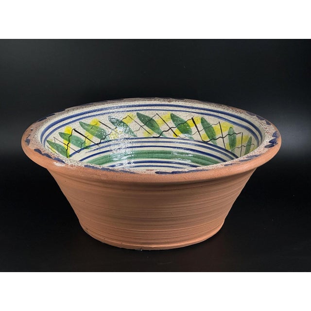 Ceramic Spanish Ceramic Lebrillo Plate with Painted Bird, Triana, 1920s For Sale - Image 7 of 8