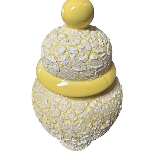 Yellow Vintage Fat Lava Styled Textured Ceramic Ginger Jar. For Sale - Image 8 of 12