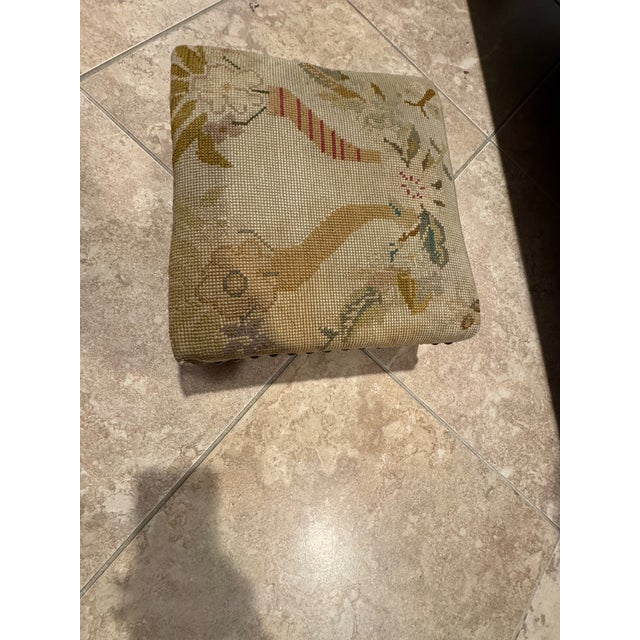 Early 19th Century Classic Charles X Needlepoint Foot Stool For Sale - Image 10 of 11