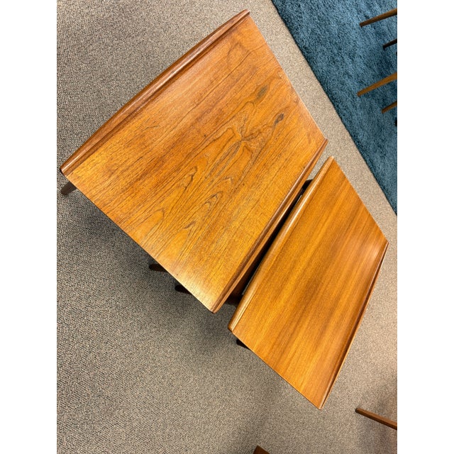 Wood Pair of 1960’s Mid Century Modern Danish Teak Side Tables Attributed to Grete Jalk - Denmark For Sale - Image 7 of 11