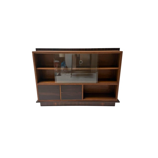 Brown Dutch Art Deco Bookcase in Oak and Macassar Ebony, 1930s For Sale - Image 8 of 11