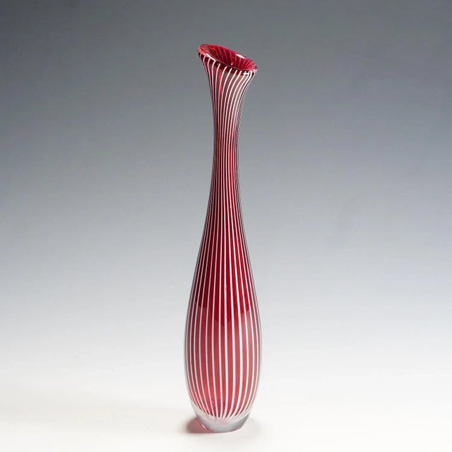 Vintage Zebra Art Glass Vase by Vicke Lindstrand for Kosta 1960s Art glass vase designed by Vicke Lindstrand for Kosta...