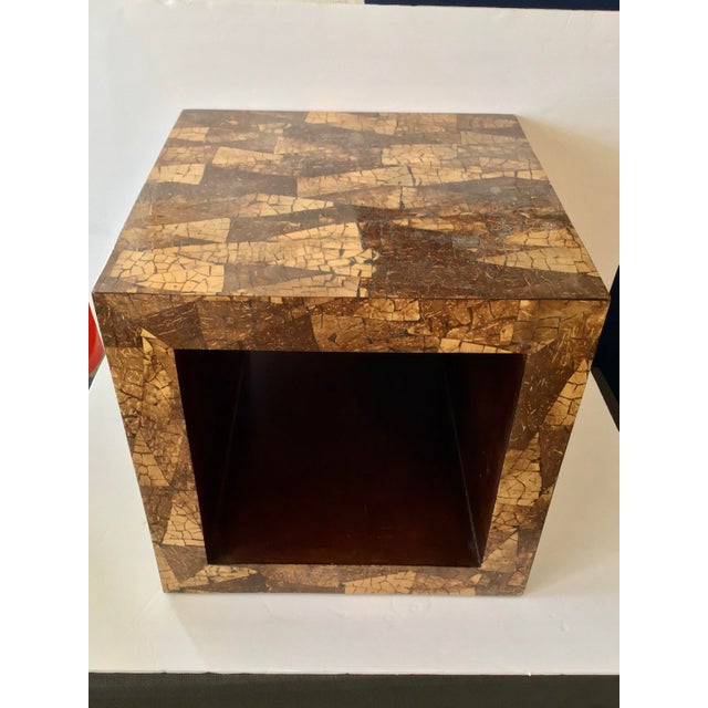 Modern Marquetry Side Table With Open Storage Chairish