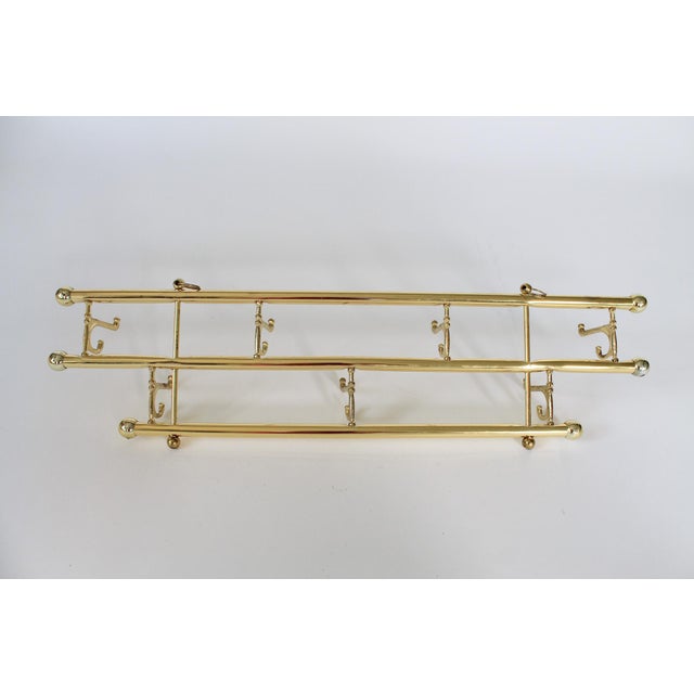 Vintage Brass Plated Coat and Hat Rack Wall Mounted For Sale - Image 4 of 6
