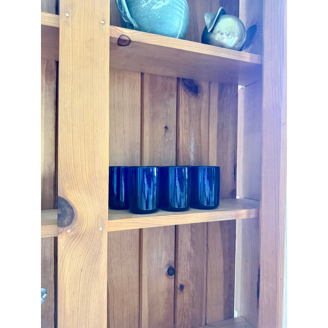 Art Deco Style Cobalt Blue Glasses, Set of 7 Hand Blown Lowball Glassware Set For Sale - Image 9 of 16