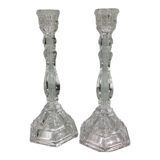 Vintage Tiffany & Co. Original Signed Crystal Candlesticks- a Pair For Sale