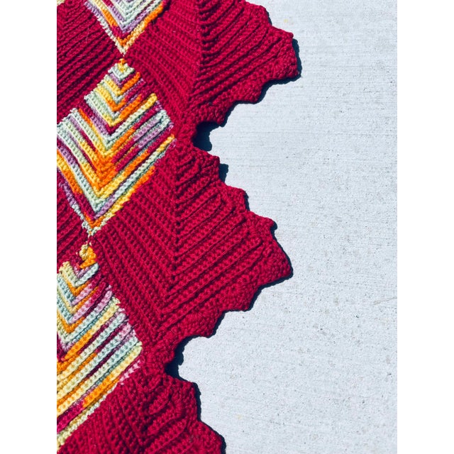 Crocheted Wool Afghan With Assorted Colors For Sale - Image 4 of 5